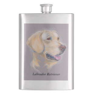 Yellow Labrador Retriever Portrait Hip Flask