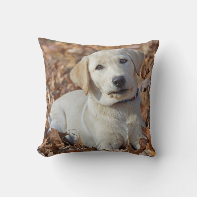Yellow Labrador Retriever Puppy Cushion (Front)