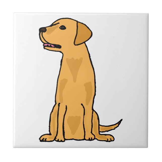Yellow Labrador Retriever Puppy Dog Art Tile (Front)