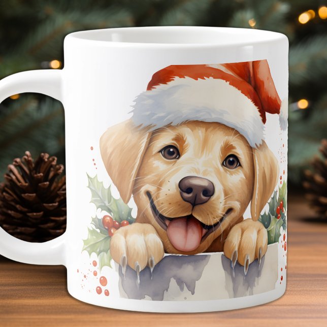 Yellow Labrador Retriever Puppy Dog Christmas Large Coffee Mug (Creator Uploaded)