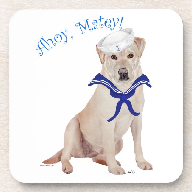 Yellow Labrador Retriever Sailor Coaster (Front)