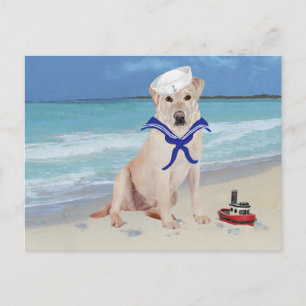 Yellow Labrador Retriever Sailor Postcard