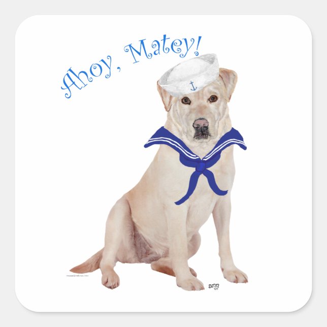Yellow Labrador Retriever Sailor Square Sticker (Front)