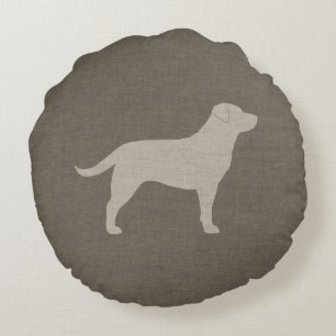 Yellow Labrador Retriever Silhouette Dog Breed Round Cushion