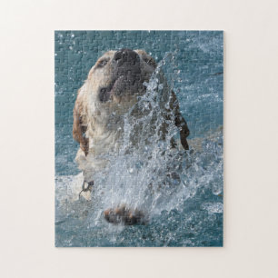 Yellow Labrador Retriever Swimming Jigsaw Puzzle