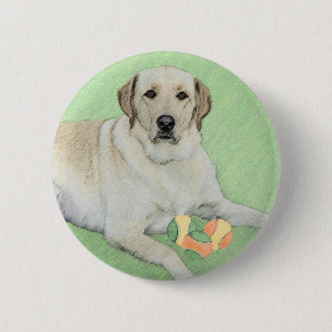 Yellow Labrador Retriever & Tennis Balls Painting 6 Cm Round Badge