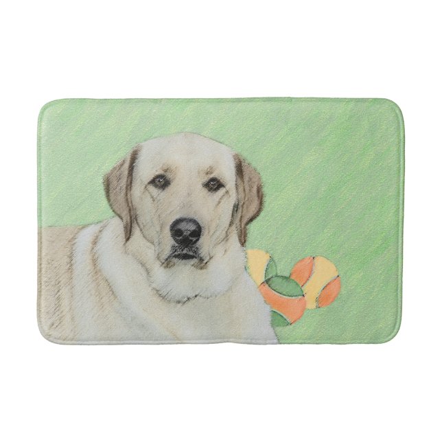 Yellow Labrador Retriever & Tennis Balls Painting Bath Mat (Front)