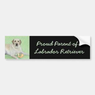Yellow Labrador Retriever & Tennis Balls Painting Bumper Sticker