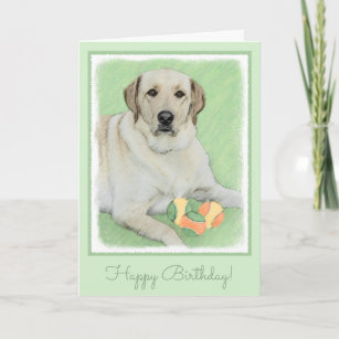 Yellow Labrador Retriever & Tennis Balls Painting Card