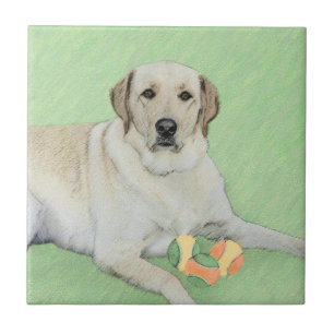 Yellow Labrador Retriever & Tennis Balls Painting Ceramic Tile