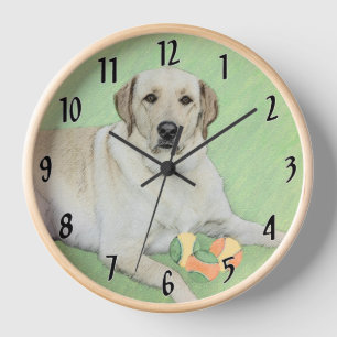 Yellow Labrador Retriever & Tennis Balls Painting Clock