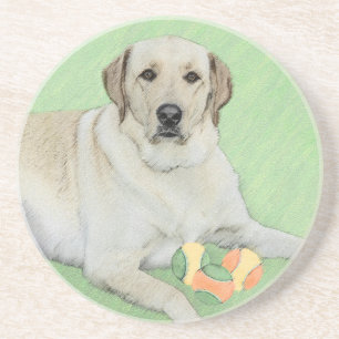 Yellow Labrador Retriever & Tennis Balls Painting Coaster
