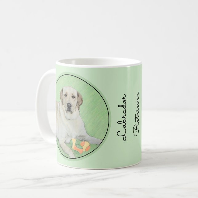 Yellow Labrador Retriever & Tennis Balls Painting Coffee Mug (Front Left)