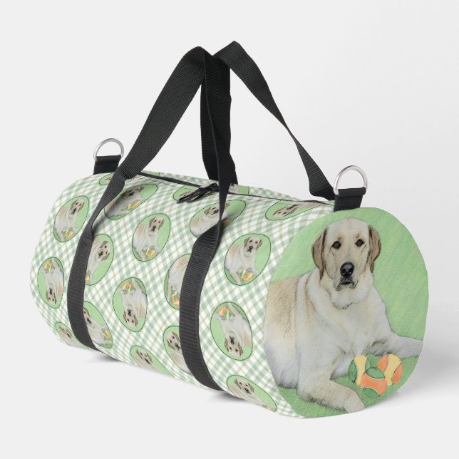 Yellow Labrador Retriever & Tennis Balls Painting Duffle Bag (Left Corner)