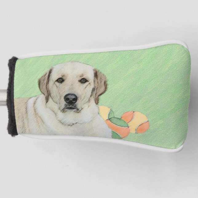 Yellow Labrador Retriever & Tennis Balls Painting Golf Head Cover (Front)