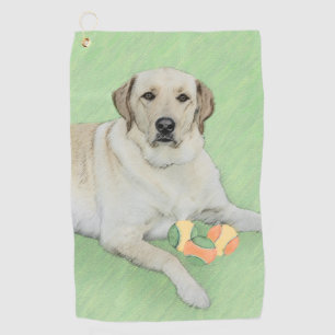 Yellow Labrador Retriever & Tennis Balls Painting Golf Towel