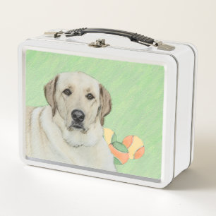 Yellow Labrador Retriever & Tennis Balls Painting Metal Lunch Box