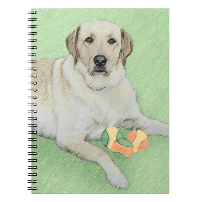 Yellow Labrador Retriever & Tennis Balls Painting Notebook (Front)