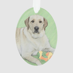 Yellow Labrador Retriever & Tennis Balls Painting Ornament