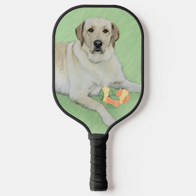 Yellow Labrador Retriever & Tennis Balls Painting Pickleball Paddle (Front)