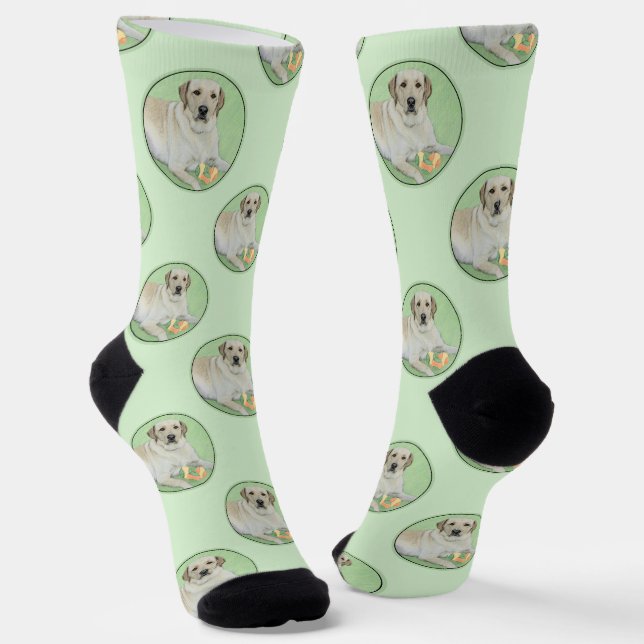 Yellow Labrador Retriever & Tennis Balls Painting Socks (Angled)