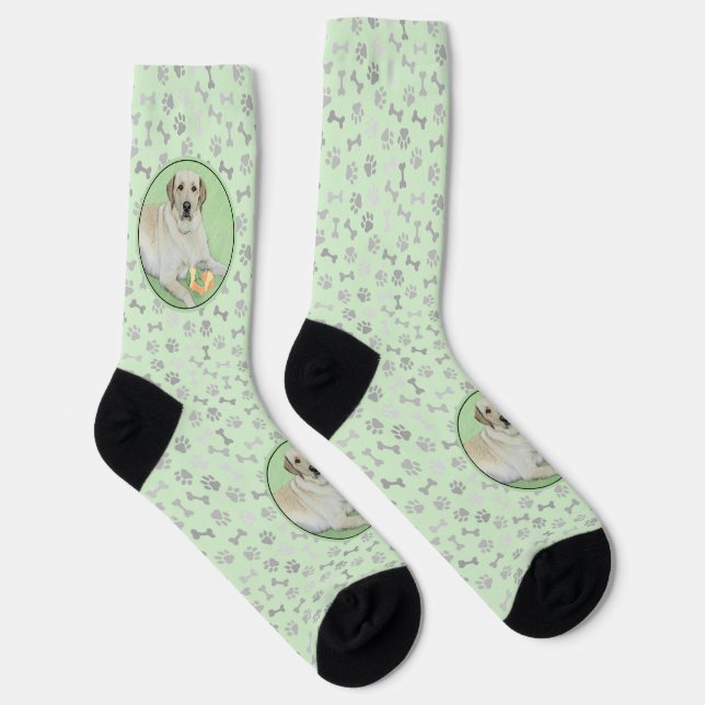 Yellow Labrador Retriever & Tennis Balls Painting Socks (Right)