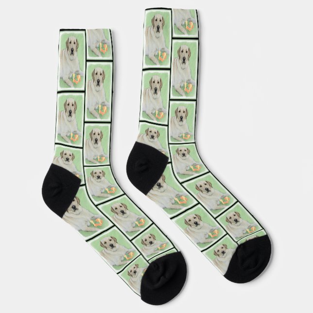 Yellow Labrador Retriever & Tennis Balls Painting Socks (Right)