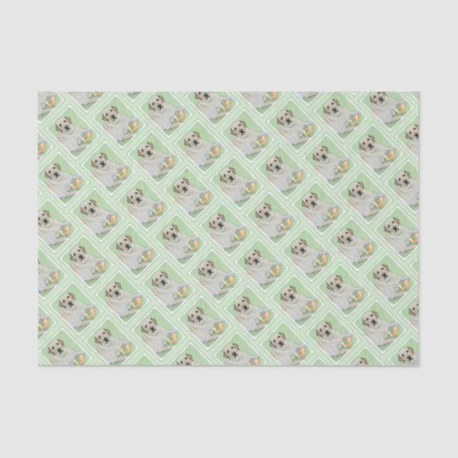 Yellow Labrador Retriever & Tennis Balls Painting Tissue Paper (Front)