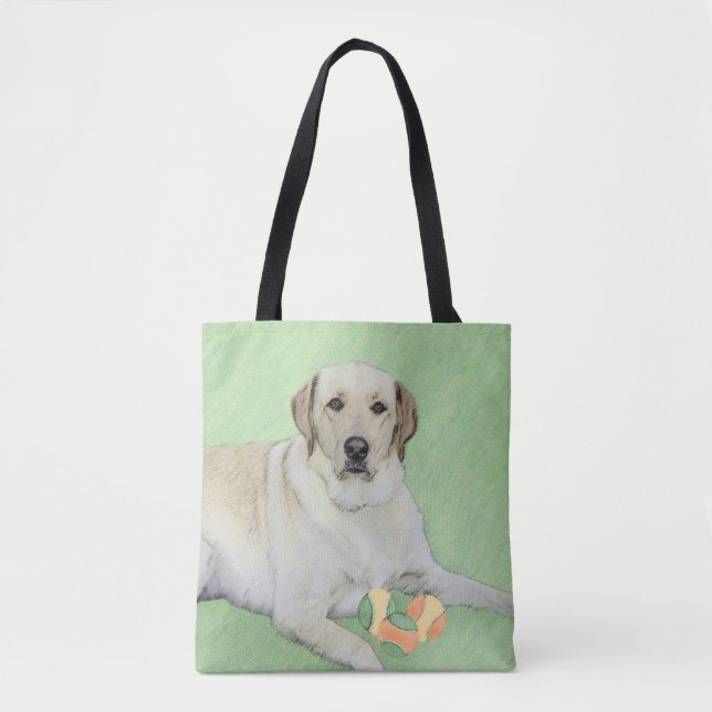 Yellow Labrador Retriever & Tennis Balls Painting Tote Bag (Front)