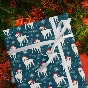 Yellow Labrador Retrievers in Christmas Hats Wrapping Paper