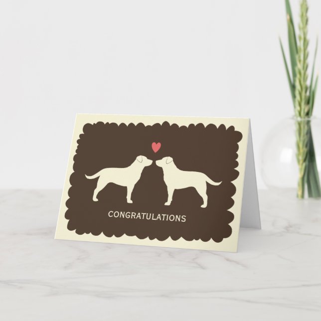 Yellow Labrador Retrievers Wedding Congratulations Card (Front)