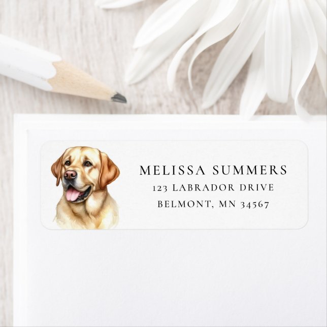 Yellow Labrador Return Address Label (Insitu)