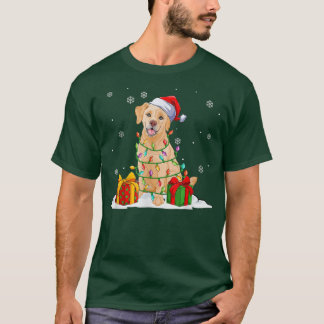 Yellow Labrador Santa Christmas Tree Lights Xmas P T-Shirt