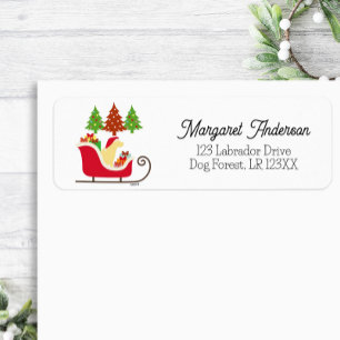 Yellow Labrador Silhouette Christmas Sleigh Return Address Label