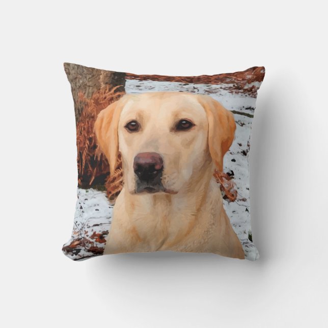 Yellow Labrador - Snow Dog - Yellow Lab Cushion (Front)