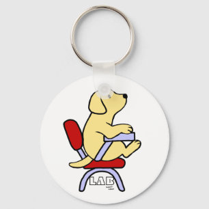 Yellow Labrador Student 1 Cartoon Key Ring
