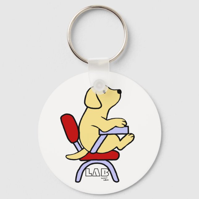 Yellow Labrador Student 1 Cartoon Key Ring (Front)
