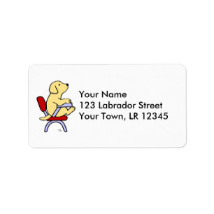 Yellow Labrador Student 1 Cartoon Label