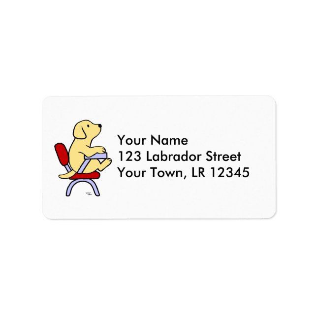 Yellow Labrador Student 1 Cartoon Label (Front)