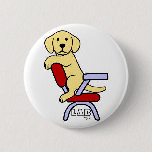 Yellow Labrador Student 3 Cartoon 6 Cm Round Badge