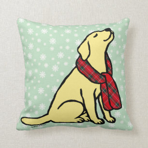 Yellow Labrador Tartan Scarf 2 Cushion