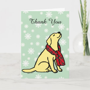 Yellow Labrador Tartan Scarf 2 Thank You Card