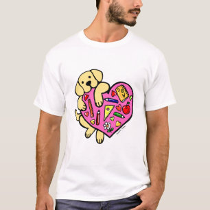 Yellow Labrador & Teacher's Heart Cartoon T-Shirt