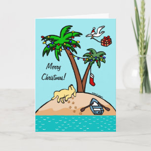 Yellow Labrador Tropical Christmas Holiday Card