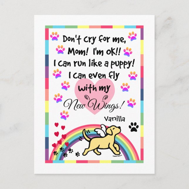 Yellow Labrador Trotting Memorial Postcard (Front)