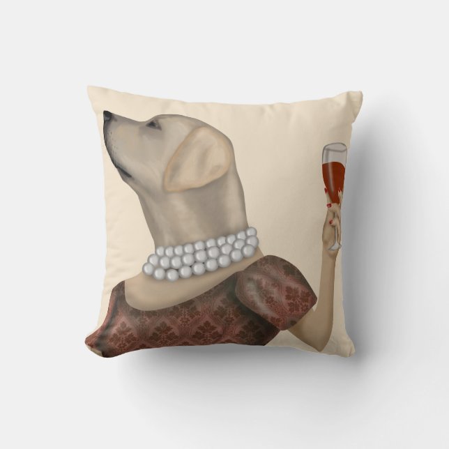 Yellow Labrador Wine Snob Cushion (Front)