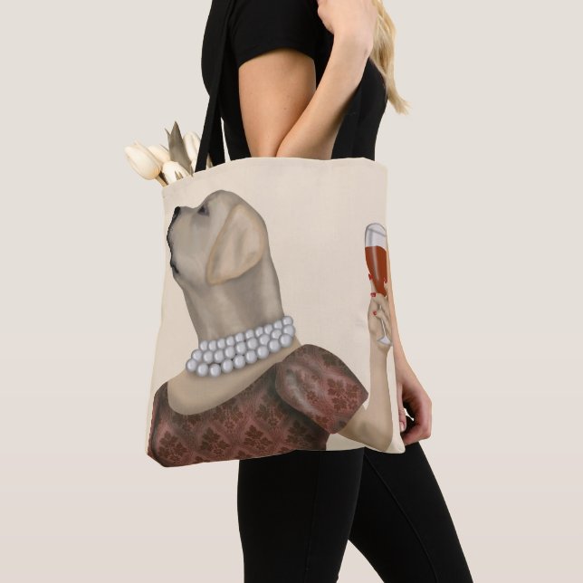 Yellow Labrador Wine Snob Tote Bag (Close Up)
