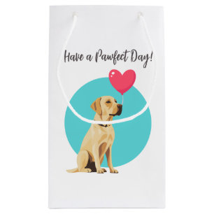 Yellow Labrador with Heart Balloon Gift Bag