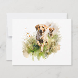 Yellow Labradors in the brush Card