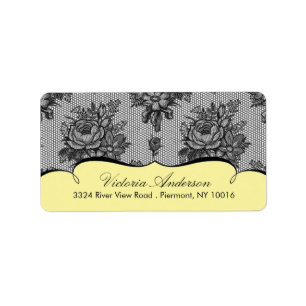 Yellow Lace Damask Return Address Labels. Label
